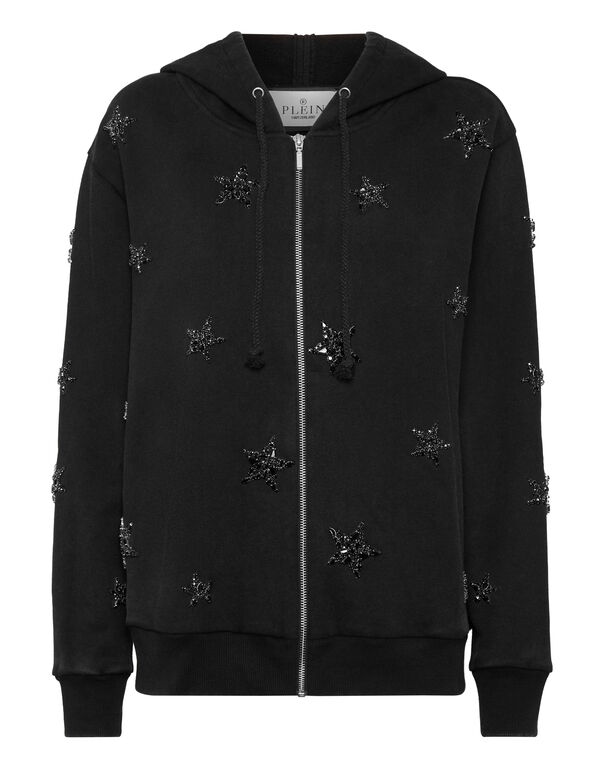 Hoodie Sweatjacket LS Stars black