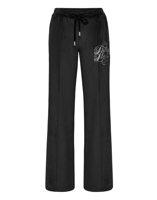 Chenille Straight Tracksuit Trousers Signature black