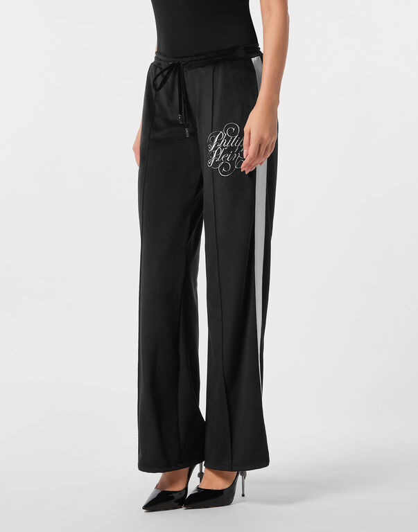 Chenille Straight Tracksuit Trousers Signature black