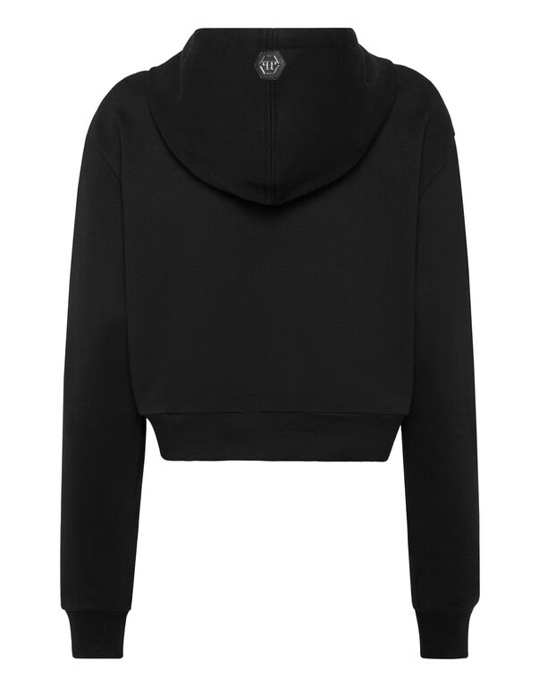 Hoodie sweatshirt Crop Strass black