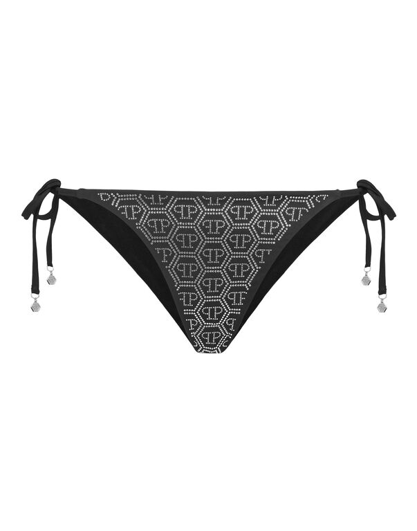 Swimwear Bottom Slip Crystal Hexagon black