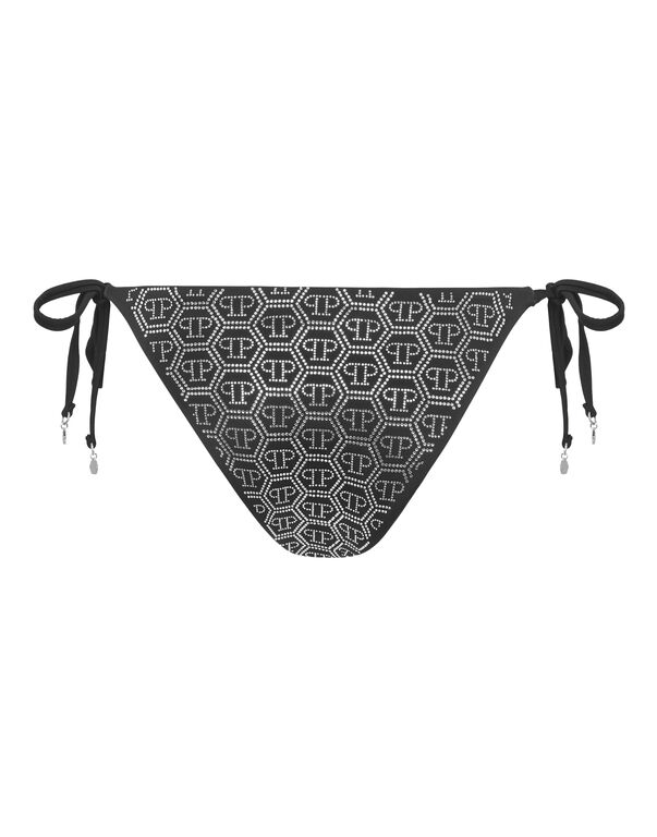 Swimwear Bottom Slip Crystal Hexagon black