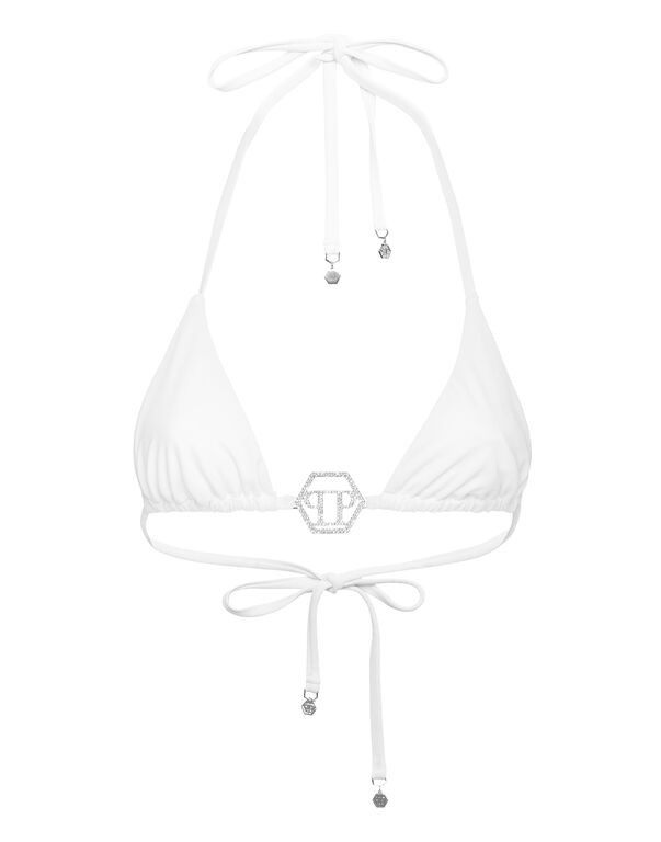 Swimwear Top Triangle Bra Crystal Hexagon white