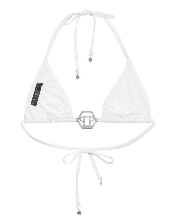 Swimwear Top Triangle Bra Crystal Hexagon white