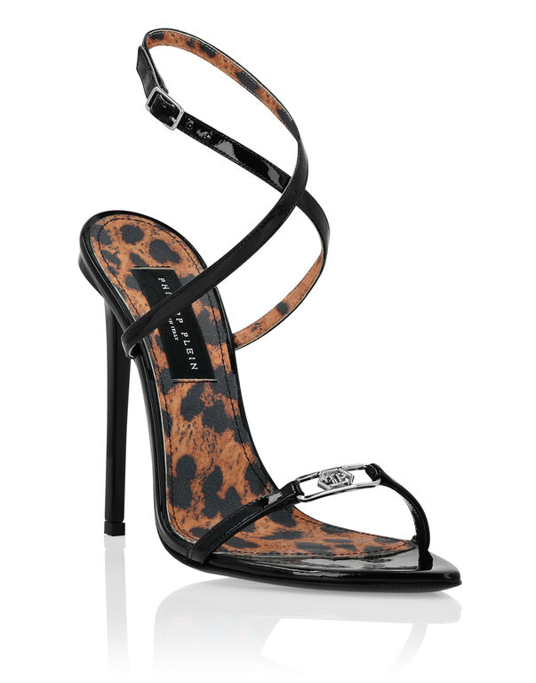 Leather Sandals High Heels black