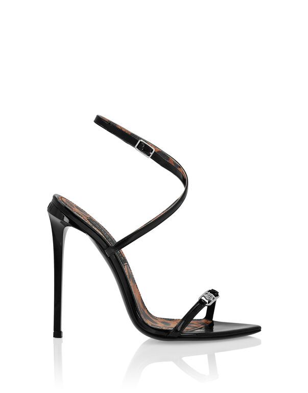 Leather Sandals High Heels black
