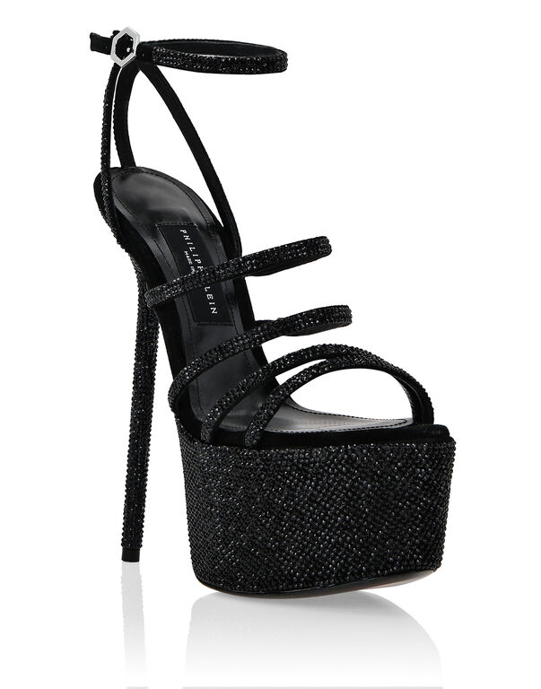 Sandals High Heels Crystal black