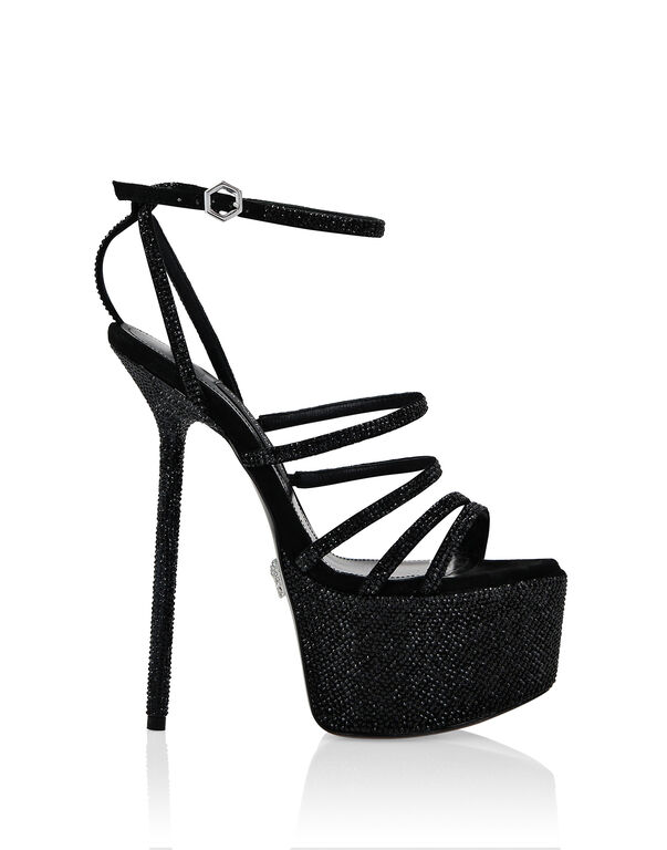 Sandals High Heels Crystal black