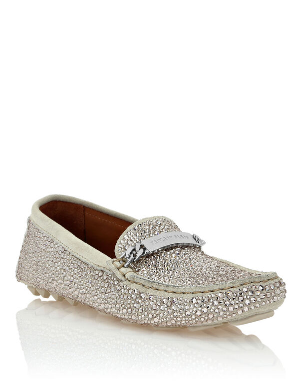 Suede Strass Moccasin beige
