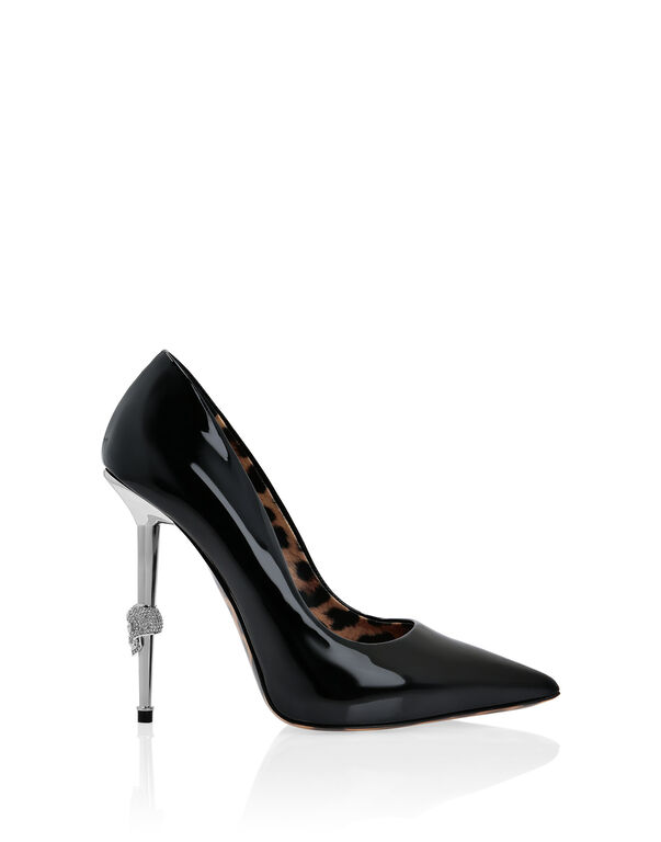 Skull Heel Patent Leather Pumps black