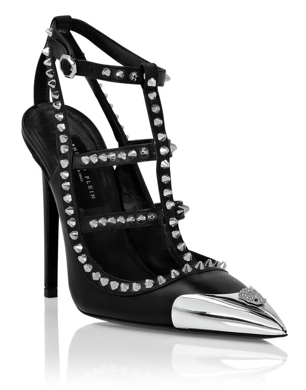 Nappa Leather Sandals High Heels Studs black