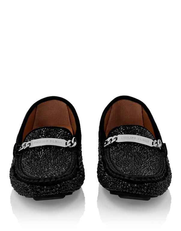 Suede Strass Moccasin black