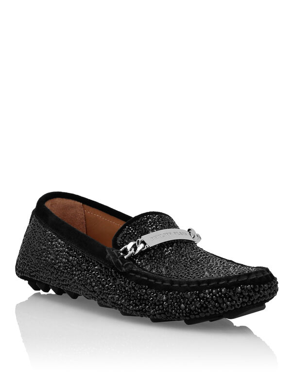 Suede Strass Moccasin black