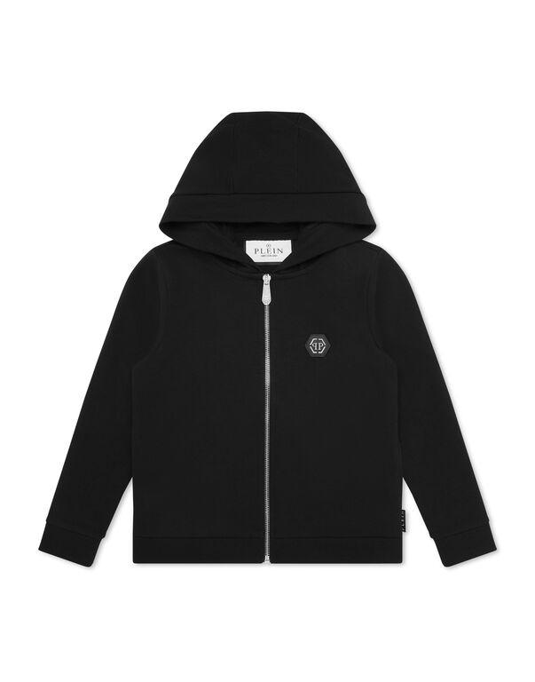 Hoodie Sweatjacket Hexagon black