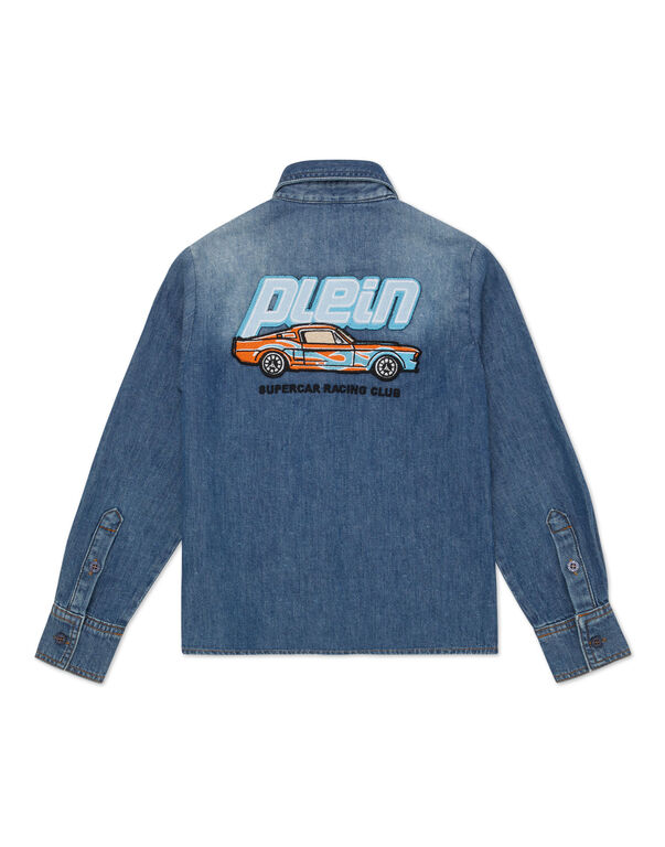 Denim Shirt LS Cars Racing Blue Shark