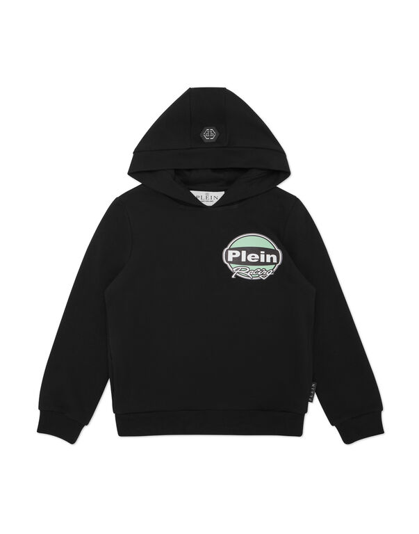 Hoodie Sweatshirt LS Strass Cars Racing black/turquoise