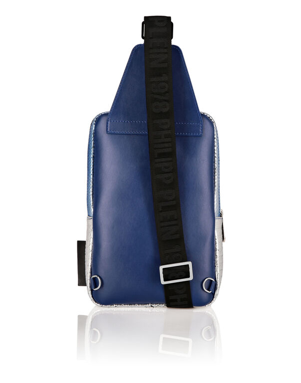 Python Cross Body Bag silver + dark blue