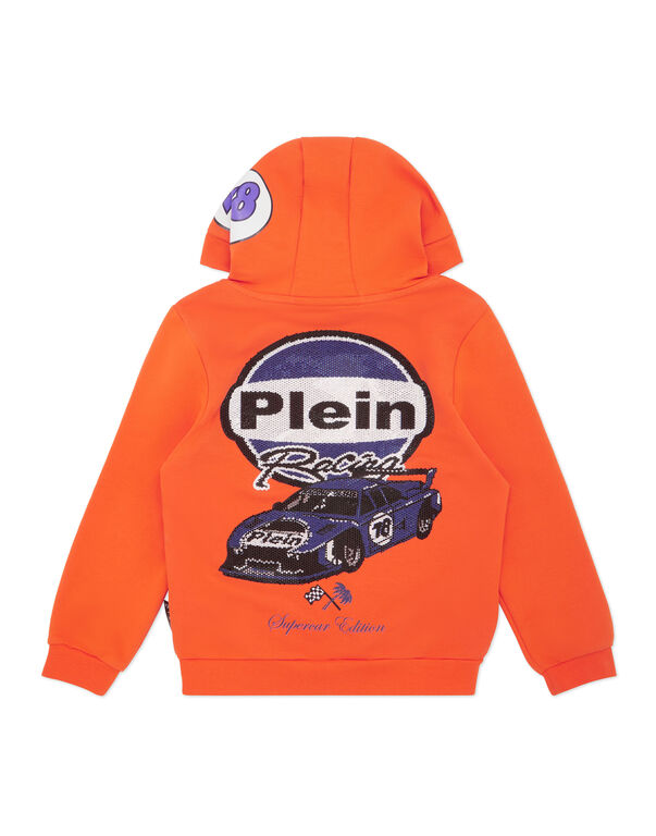 Hoodie Sweatshirt LS Strass Cars Racing orange