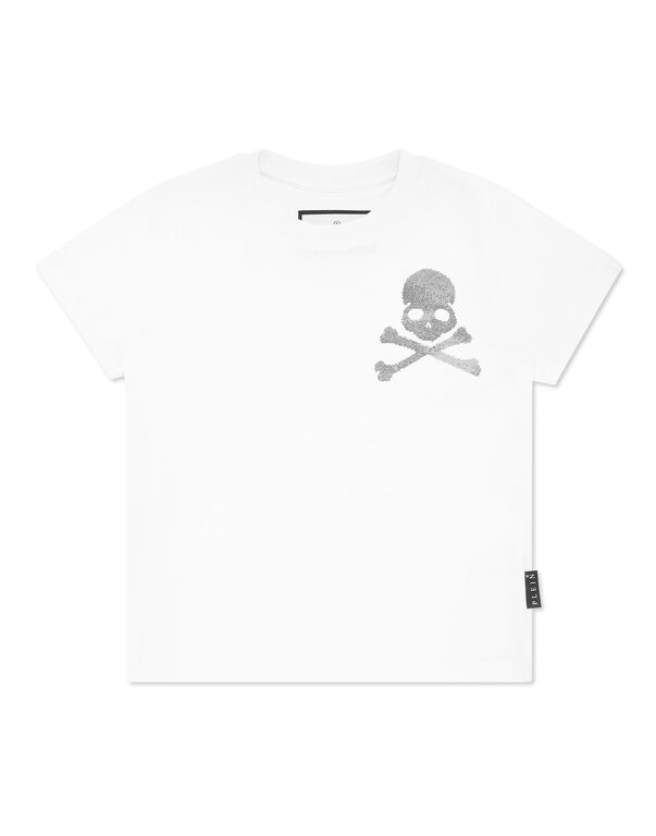 Jersey T-shirt Round Neck SS Strass Skull&Bones white