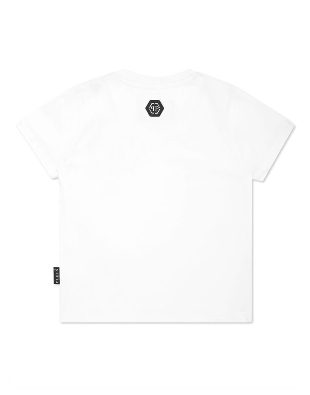 Jersey T-shirt Round Neck SS Strass Skull&Bones white