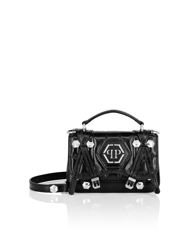 Leather Small Belt Bag Hexagon black