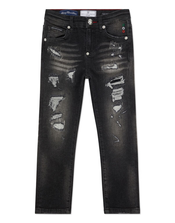 Denim Super Straight Cut Trousers Cars Racing Riot Black