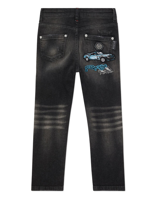 Denim Super Straight Cut Trousers Cars Racing Riot Black