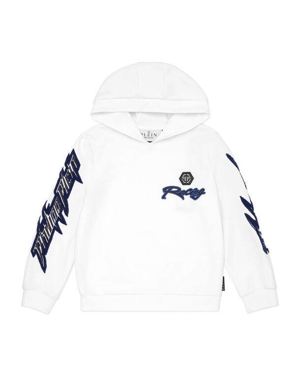 Hoodie Sweatshirt LS Racing Club white
