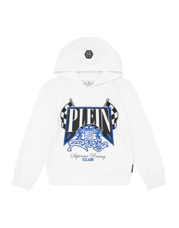 Hoodie Sweatshirt LS Racing Club white