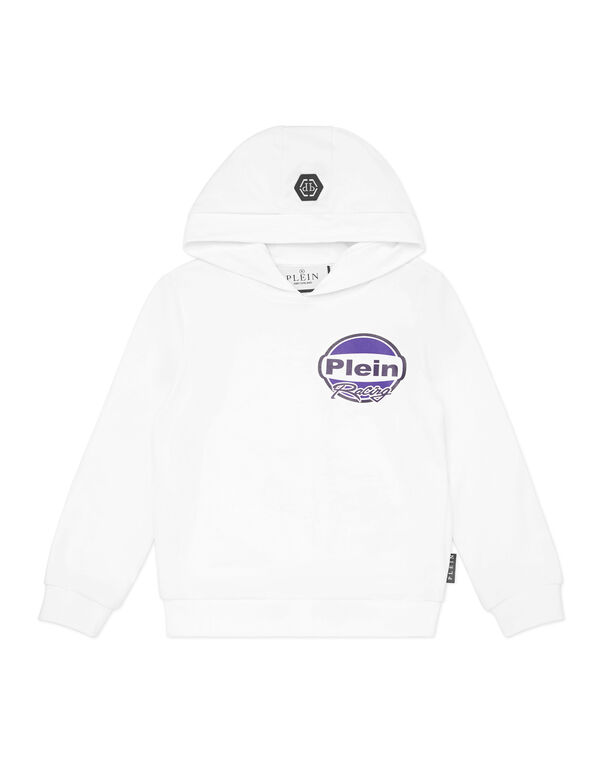 Hoodie Sweatshirt LS Strass Cars Racing white