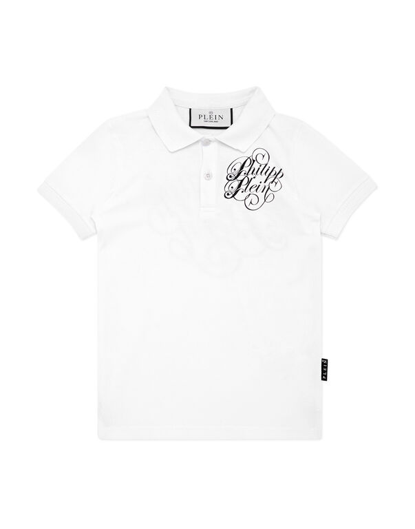 Polo shirt SS Coursive white
