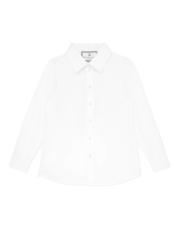 Shirt Sugar Daddy Cut LS Strass Skull&Bones white