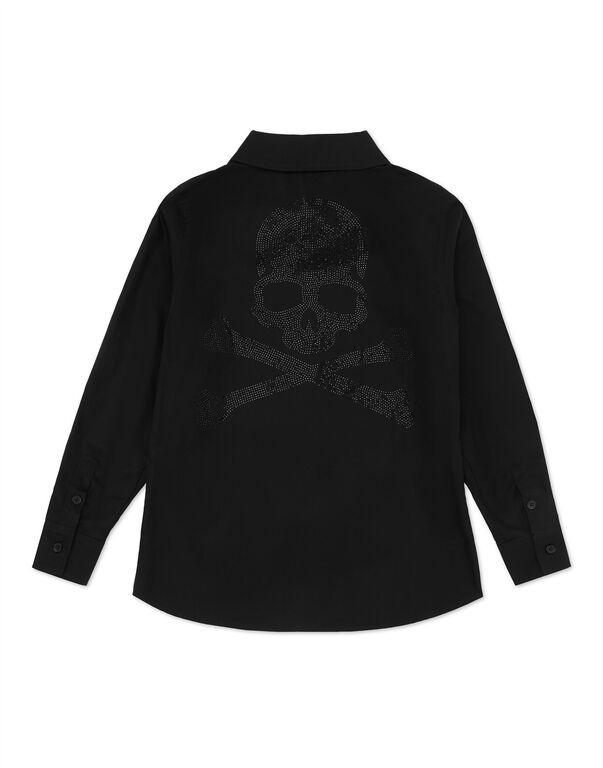Shirt Sugar Daddy Cut LS Strass Skull&Bones black