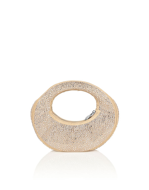 Suede Mini Handle Bag Strass beige