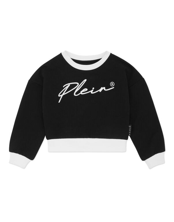 Cropped Sweatshirt Round Neck LS Signature black