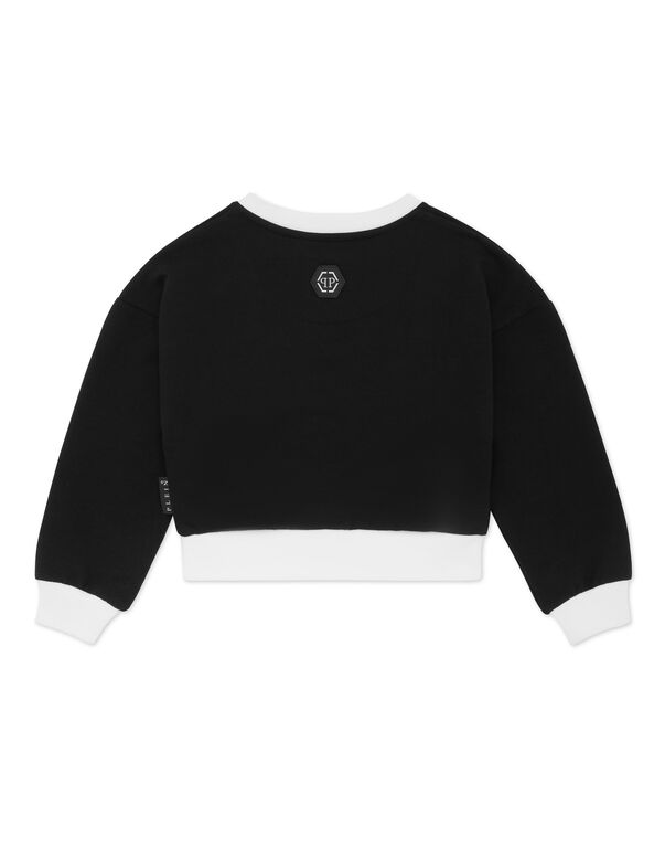 Cropped Sweatshirt Round Neck LS Signature black