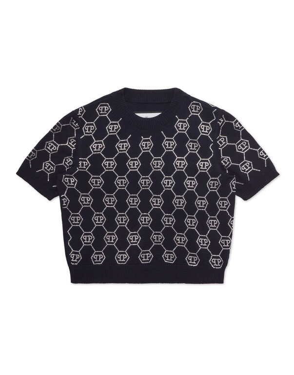 Knit Top Monogram navy