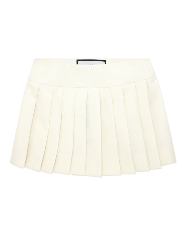 Wool Pleated Mini Skirt white