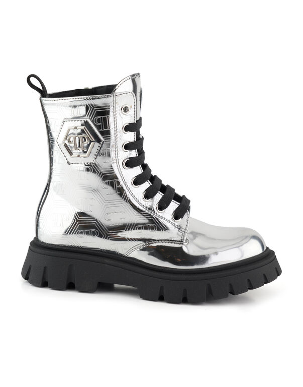 Mid Boots Hexagon Monogram Silver