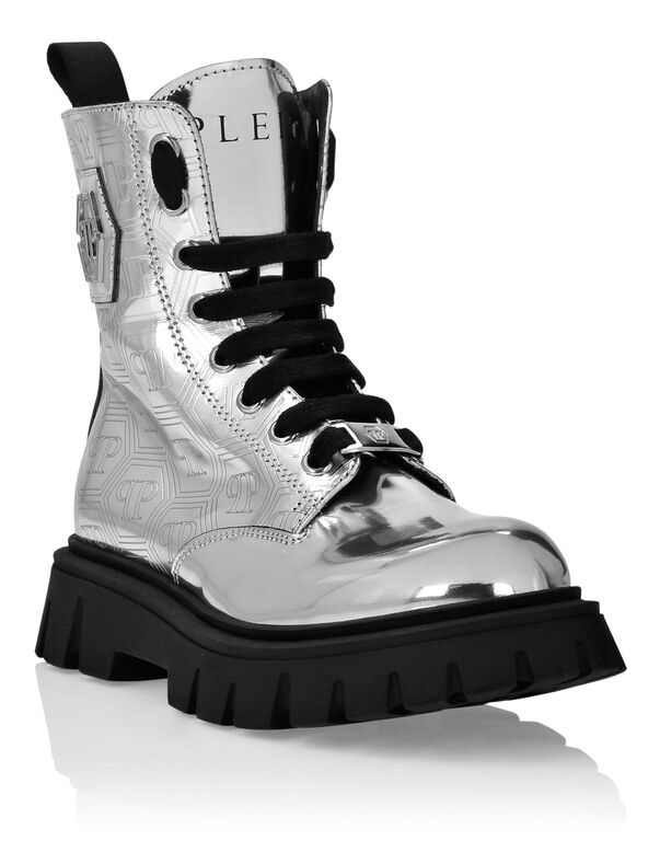 Mid Boots Hexagon Monogram Silver