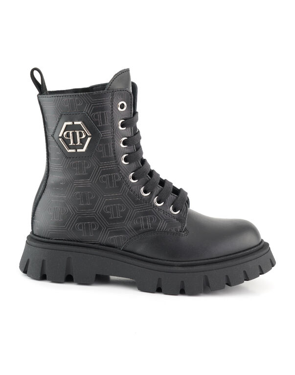 Nappa Leather Mid Boots Hexagon Monogram black