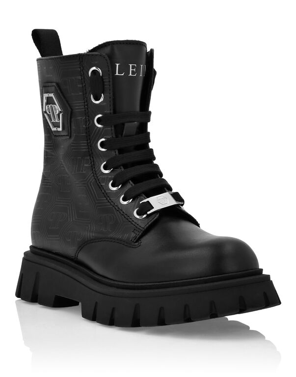 Nappa Leather Mid Boots Hexagon Monogram black