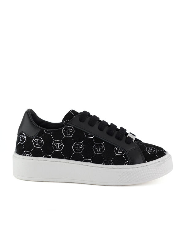 Suede Lo-Top Sneakers Monogram Strass black / crystal
