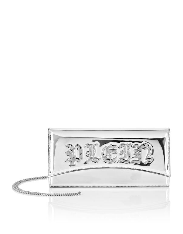 Synthetic Mirror Leather Baguette Gothic Plein Silver