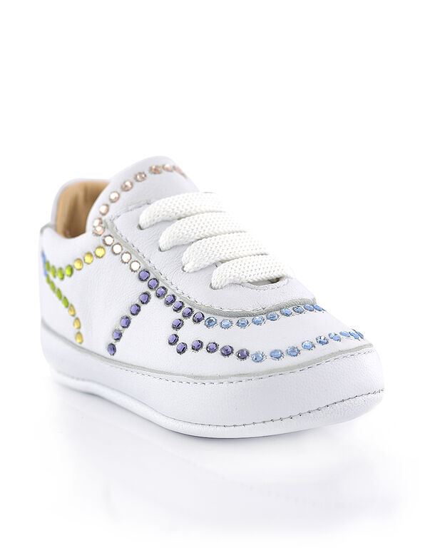 NEWBORN SNEAKERS LACE MULTICOLOR CRYSTAL Crystal white