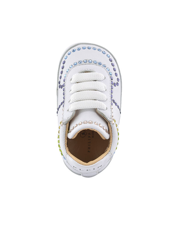NEWBORN SNEAKERS LACE MULTICOLOR CRYSTAL Crystal white