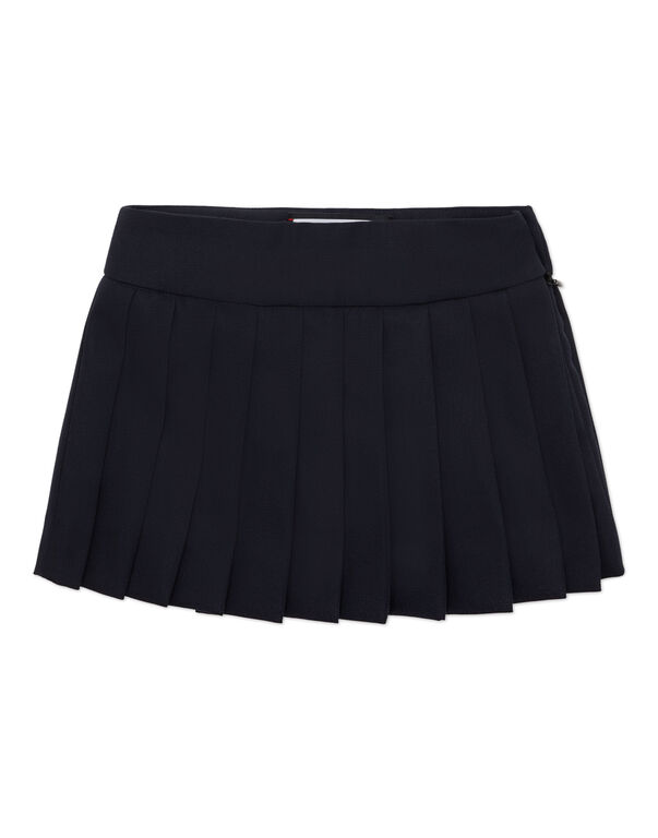 Wool Pleated Mini Skirt navy