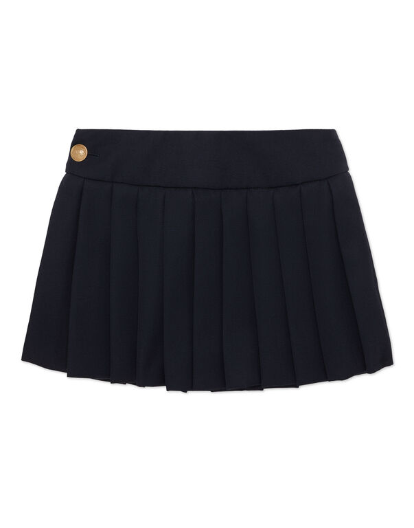 Wool Pleated Mini Skirt navy