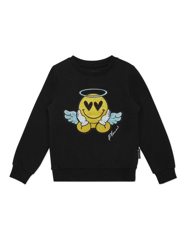 Sweatshirt Round Neck LS Smile black