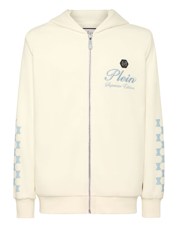 Hoodie Sweatjacket Cote D Azur Checkmate Off White